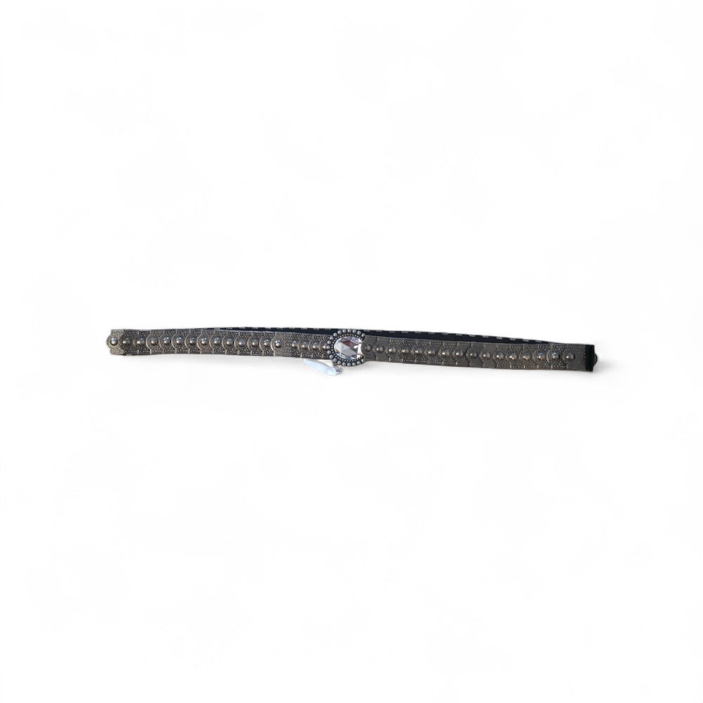 Black Studded Belt with Silver Buckle